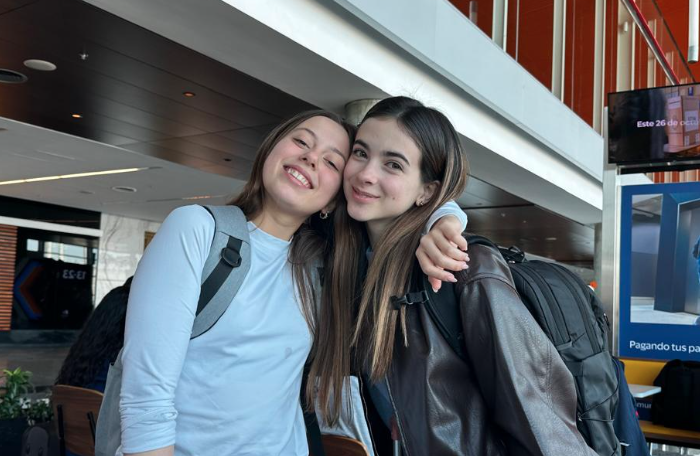 Two students posing together